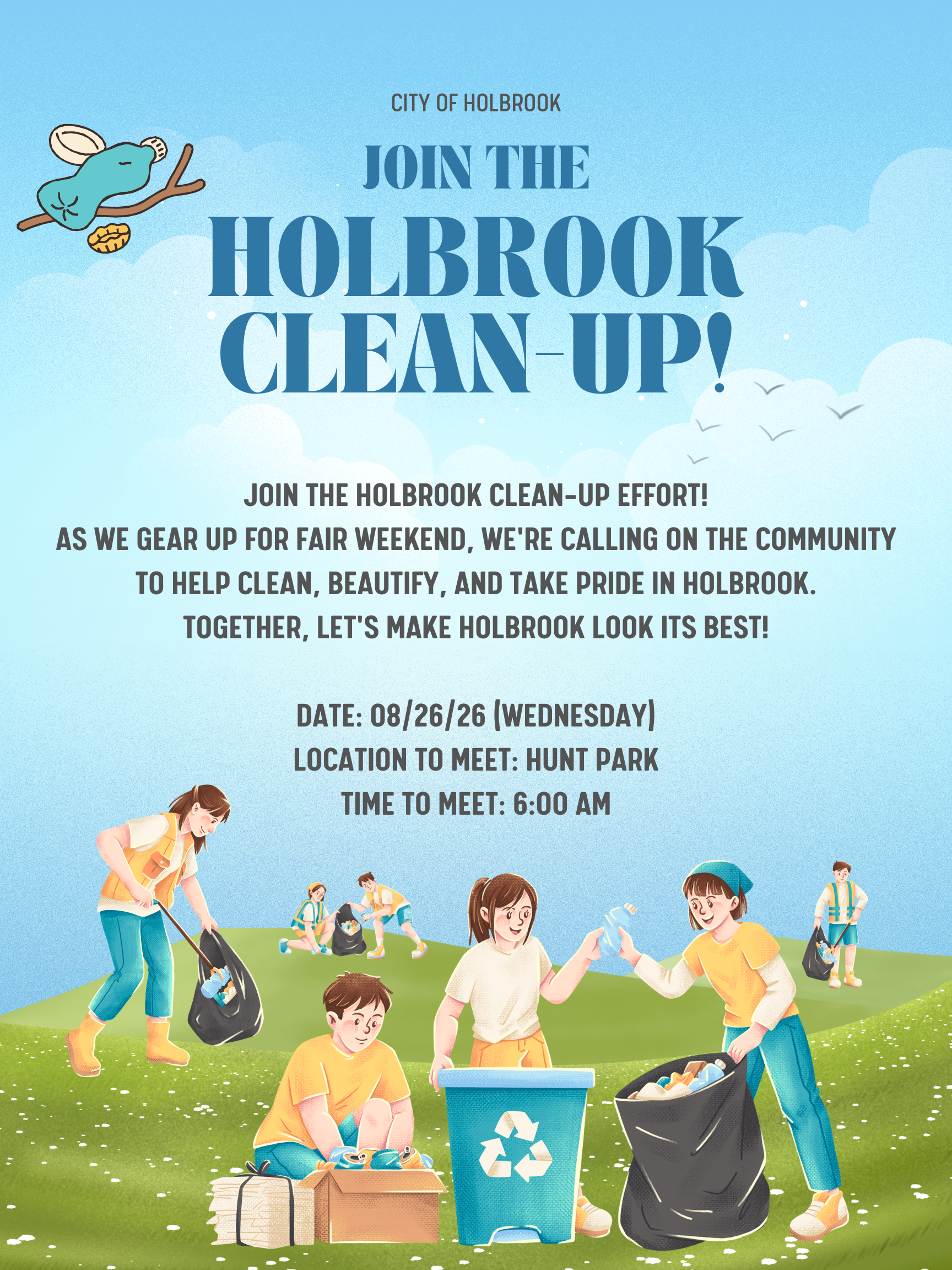 Blue and Green Illustrated Community Clean-Up Poster (1)